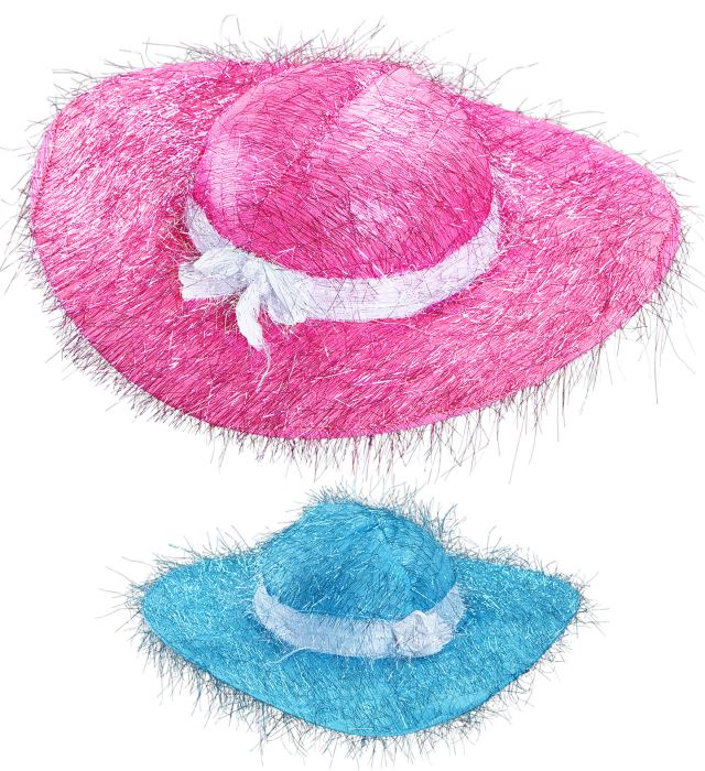 Damenhut aus schimmerndem Lamé in Rosa und Hellblau für Fasnacht