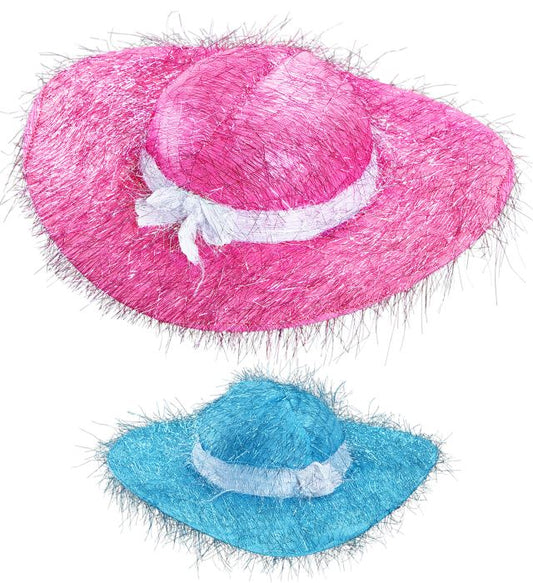 Damenhut aus schimmerndem Lamé in Rosa und Hellblau für Fasnacht