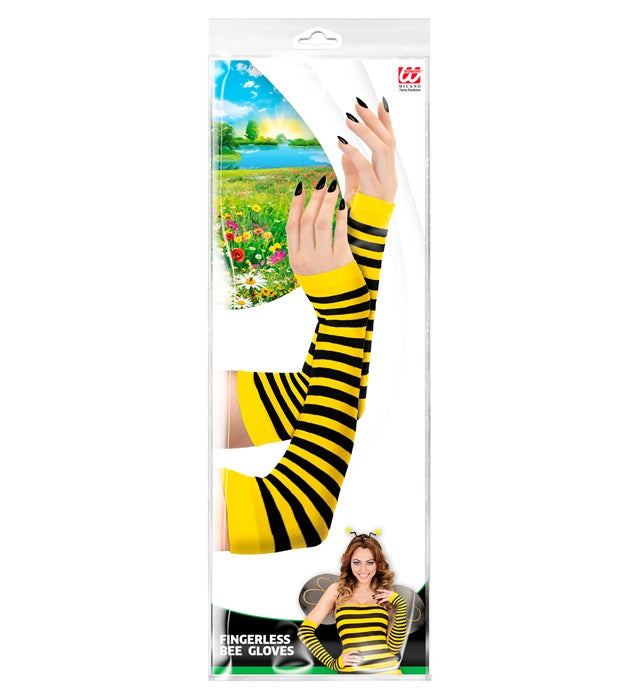 Fingerlose Handschuhe Biene gelb-schwarz 33 cm lang