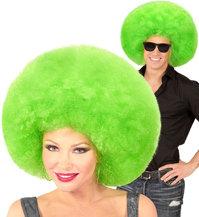 Grüne Riesen Afro Perücke als auffälliges Fasnachtskostümzubehör