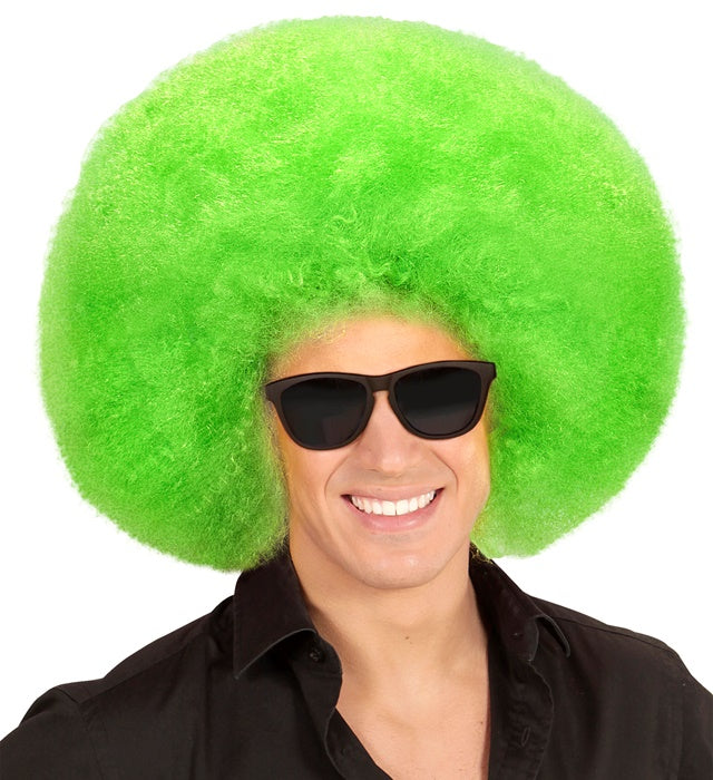 Grüne Riesen Afro Perücke als auffälliges Fasnachtskostümzubehör