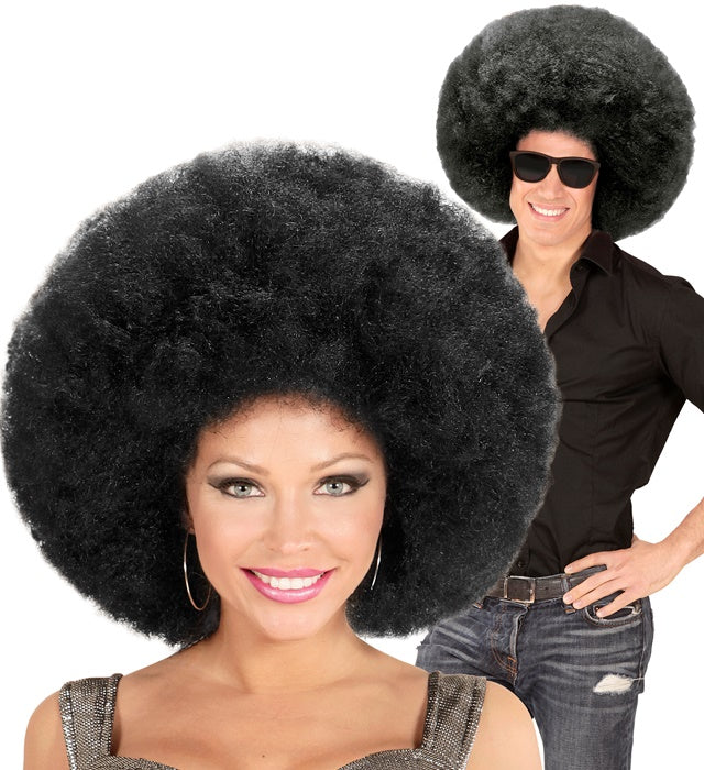 Schwarze Riesen Afro Perücke auf neutralem Hintergrund