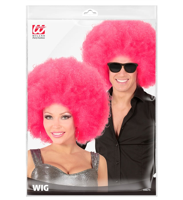 Pinkfarbene große Afro-Perücke für Fasnacht und Karneval