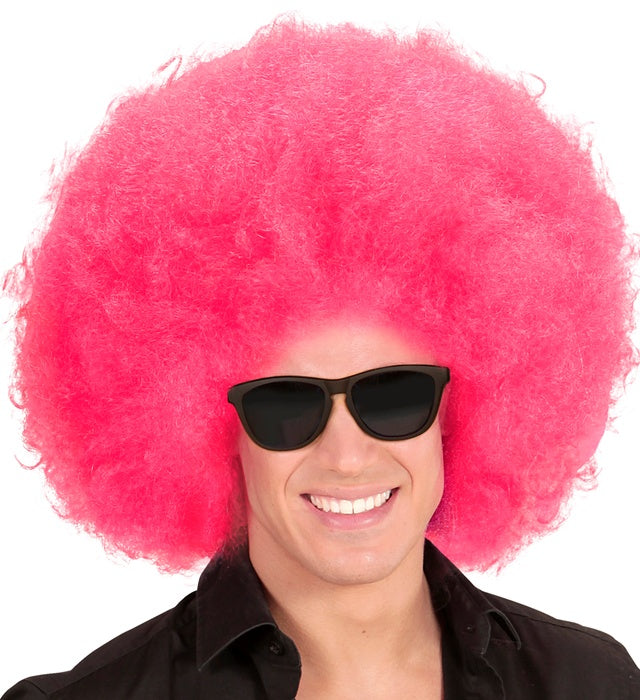 Pinkfarbene große Afro-Perücke für Fasnacht und Karneval