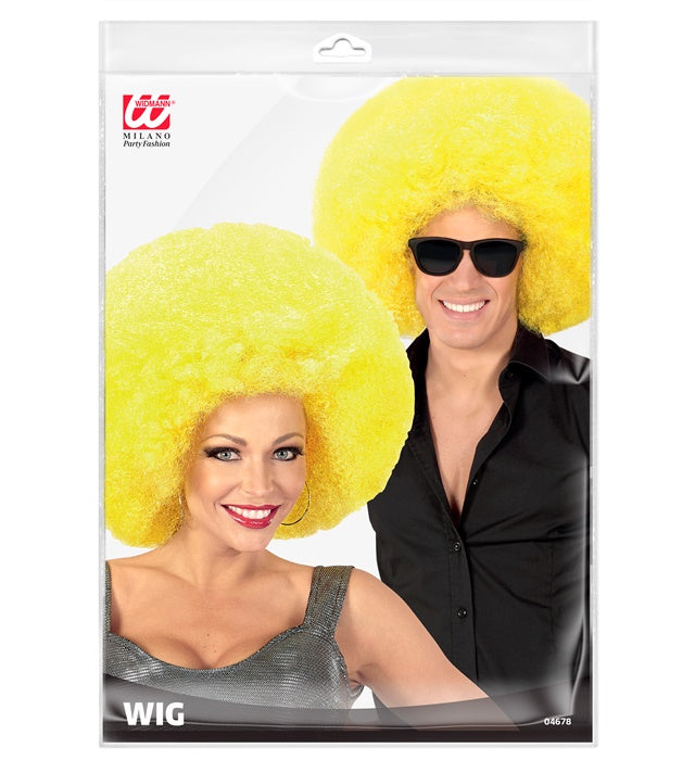 Leuchtend gelbe Riesen Afro-Perücke für Fasnacht und Karneval