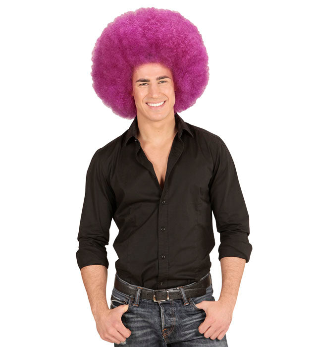 Violette Riesen Afro Perücke für Fasnacht und Karneval