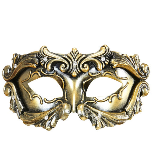 Bronzefarbene Baroque Colombina Maske mit Strasssteinen