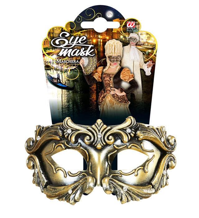 Bronzefarbene Baroque Colombina Maske mit Strasssteinen
