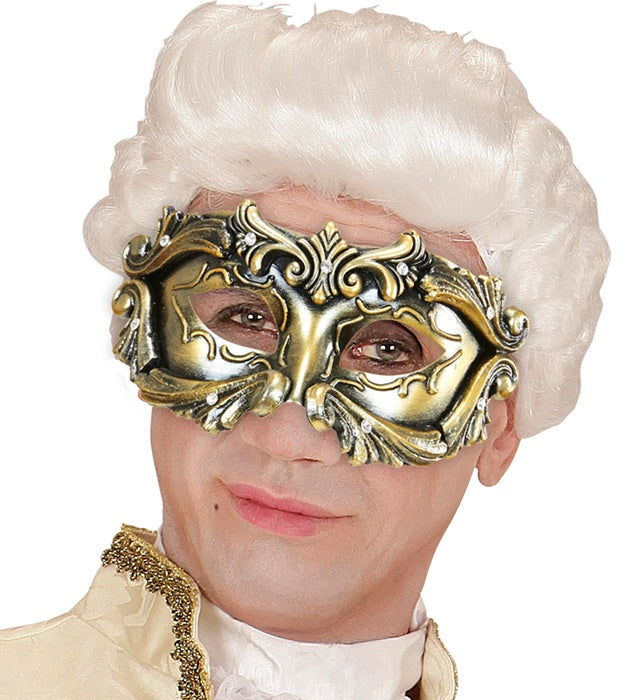 Bronzefarbene Baroque Colombina Maske mit Strasssteinen