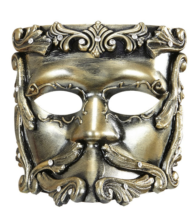 Bronzefarbene barocke Maske mit Strass-Steinen für Fasnacht und Karneval