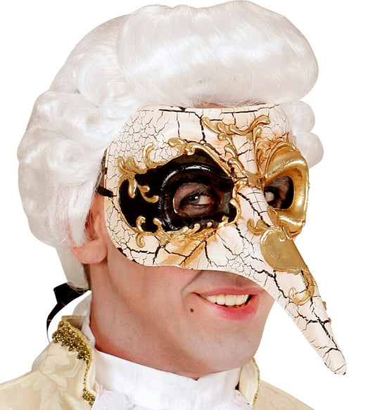 Venezianische Maske Deluxe mit langer Nase in klassischem Design