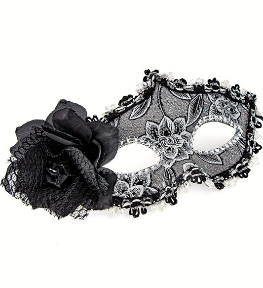 Augenmaske mit schwarzen Rosen und Blumenmotiv