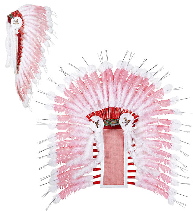 Rosafarbener Indianerhaarschmuck mit Marabou-Federn für Fasnacht