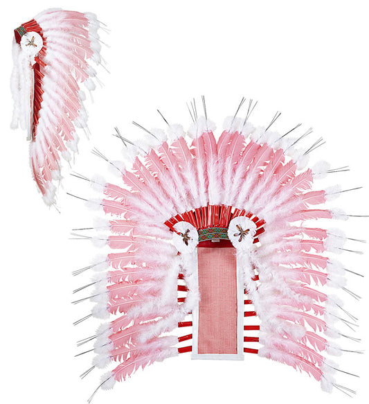 Rosafarbener Indianerhaarschmuck mit Marabou-Federn für Fasnacht