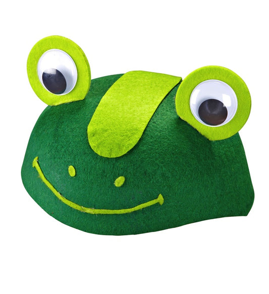 Grüne Filz-Kappe in Form eines Frosches als Fasnacht-Accessoire