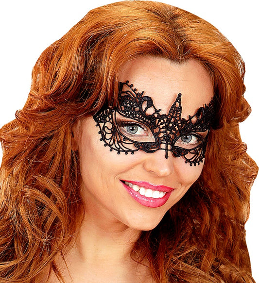 Schwarze Augenmaske aus feiner Spitze für Fasnacht und Halloween