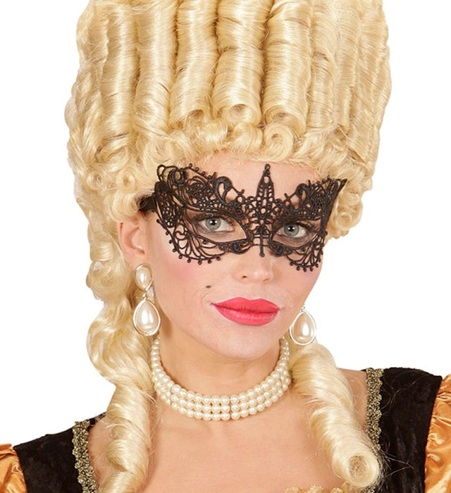 Schwarze Augenmaske aus feiner Spitze für Fasnacht und Halloween