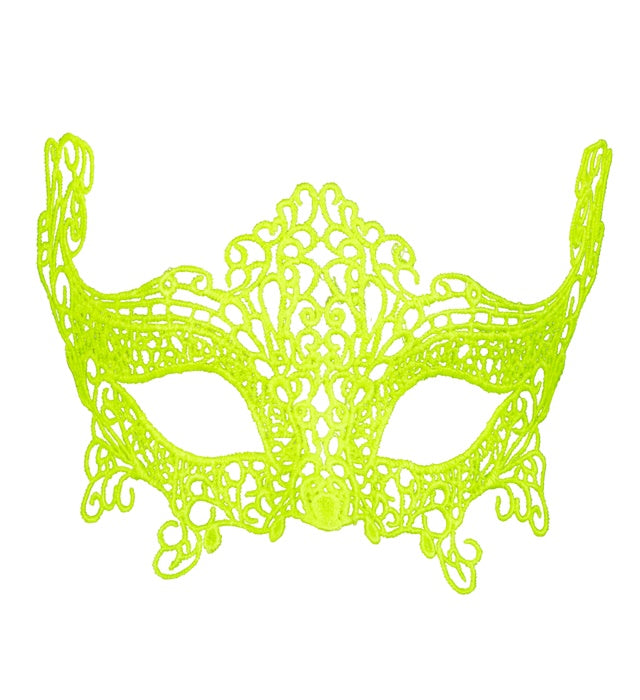 Neongelbe Augenmaske aus feiner Spitze für Fasnacht und Karneval