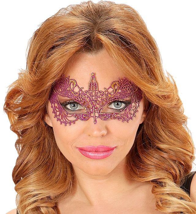 Violette Augenmaske aus feiner Spitze für Fasnacht