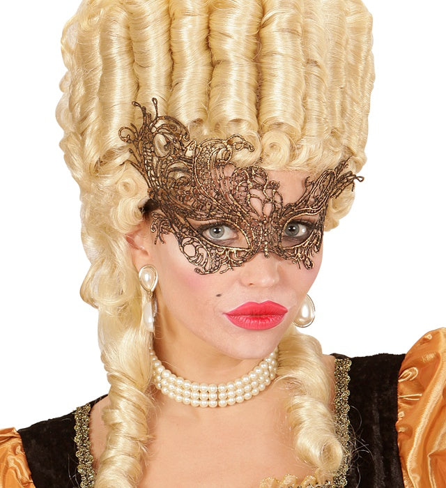 Augenmaske im Barockstil aus antikgoldener Spitze