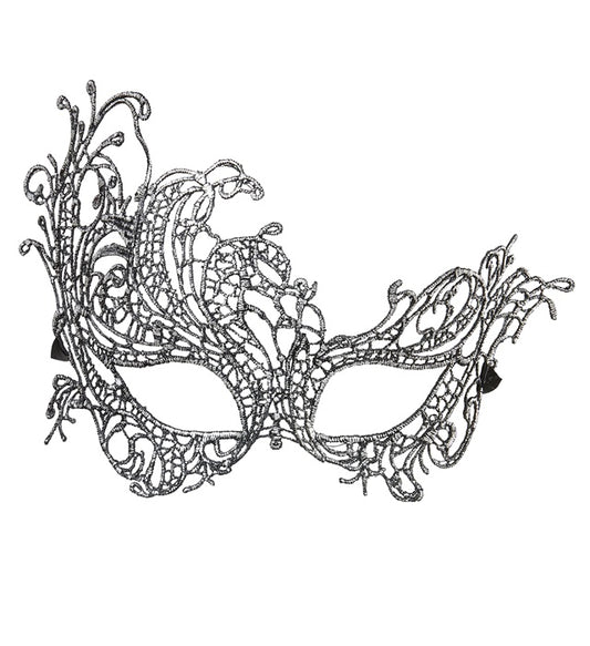 Barock-Augenmaske aus antiksilberner Spitze für Fasnacht und Karneval
