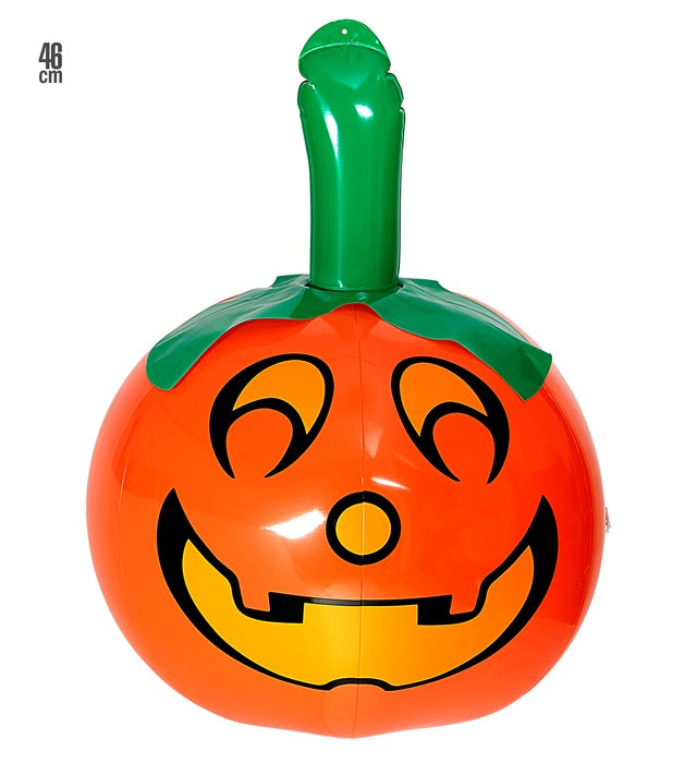 Aufblasbarer oranger Kürbis 46 cm als Halloween Deko