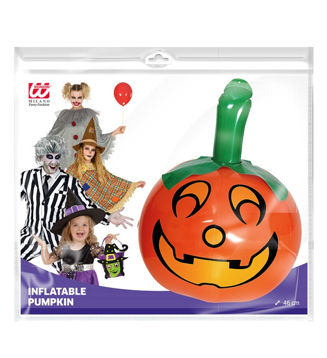 Aufblasbarer oranger Kürbis 46 cm als Halloween Deko