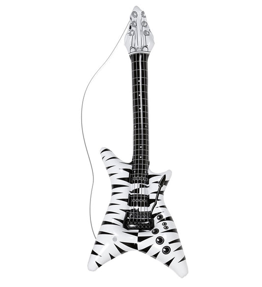 Aufblasbare Rockstar-Gitarre mit Zebramuster in Schwarz-Weiss, 92 cm lang