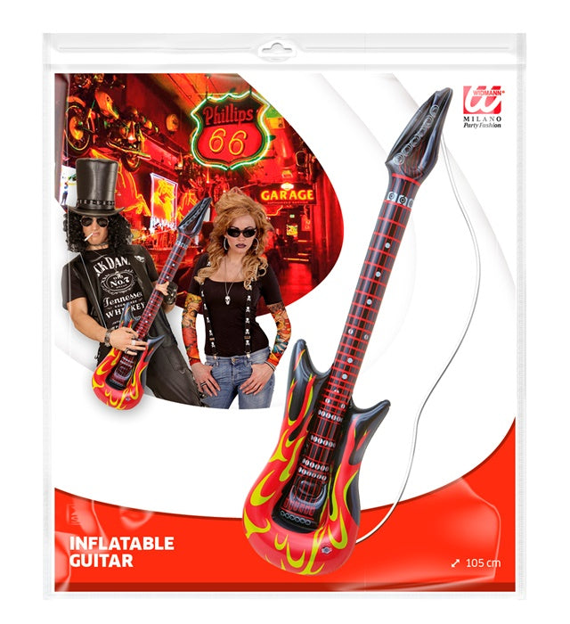 Aufblasbare Rockstar-Gitarre mit Flammen-Design, 105 cm lang