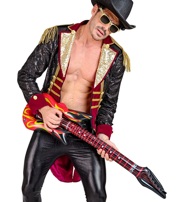 Aufblasbare Rockstar-Gitarre mit Flammen-Design, 105 cm lang