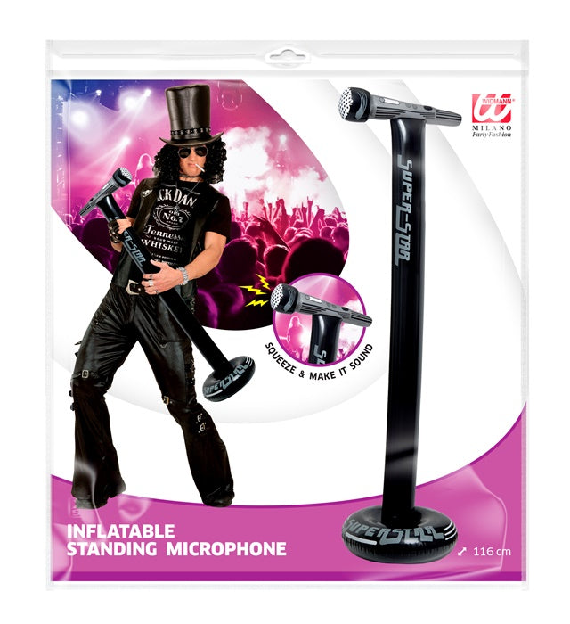 Aufblasbares Standmikrofon 116 cm als Fasnachts- und Karneval-Accessoire