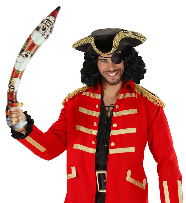 Aufblasbares Piratenschwert 75 cm in Schwarz-Rot