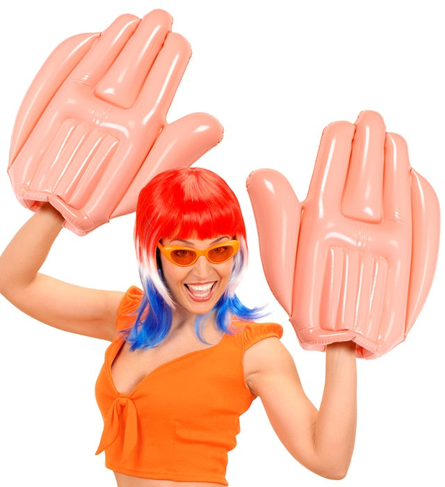 Aufblasbare Hand in leuchtender Farbe, 50 cm groß, Fan-Accessoire für Fasnacht und Sport