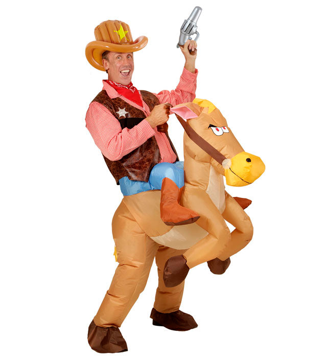 Aufblasbarer Cowboyhut in brauner Farbe als Fasnacht-Accessoire