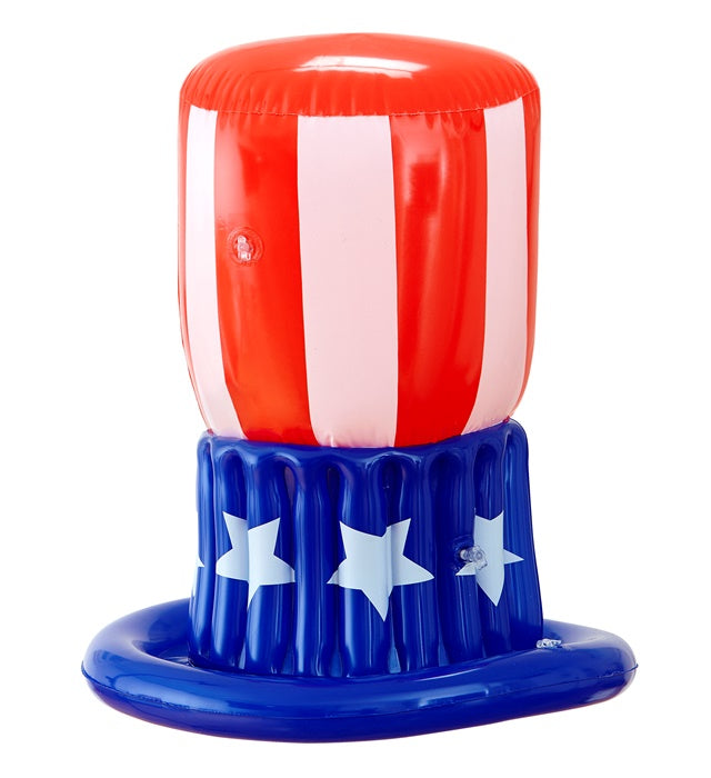 Aufblasbarer Uncle Sam Zylinder in rot, weiss und blau mit Sternen und Streifen