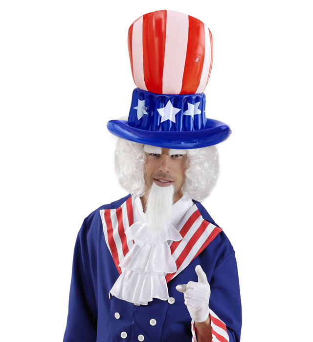 Aufblasbarer Uncle Sam Zylinder in rot, weiss und blau mit Sternen und Streifen