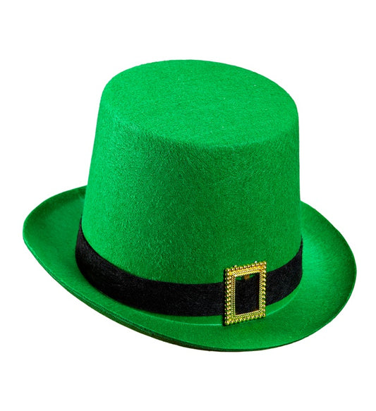 St. Patrick's Zylinderhut aus grünem Filz 14 cm auf weißem Hintergrund