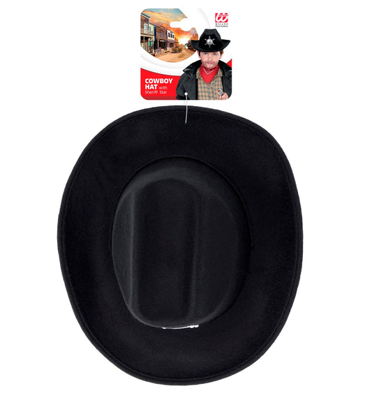 Cowboyhut mit Sheriffstern schwarz für Kinder aus gebürsteten Filz