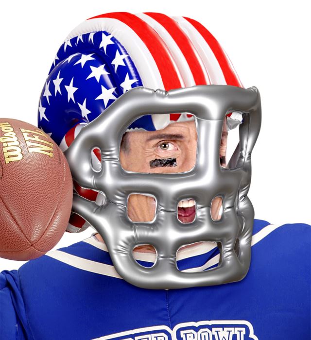 Aufblasbarer Footballhelm mit amerikanischer Stars & Stripes Flagge in Erwachsenengröße