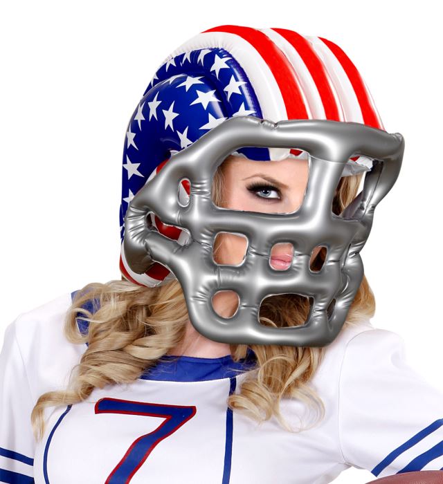 Aufblasbarer Footballhelm mit amerikanischer Stars & Stripes Flagge in Erwachsenengröße