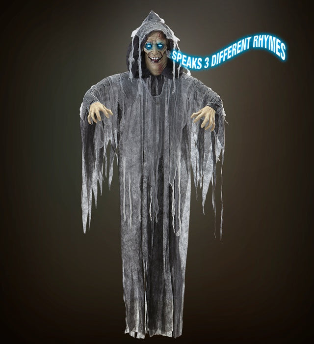 Sprechender Zombie mit leuchtenden Augen und beweglichem Kinn, Halloween-Dekoration 160 cm