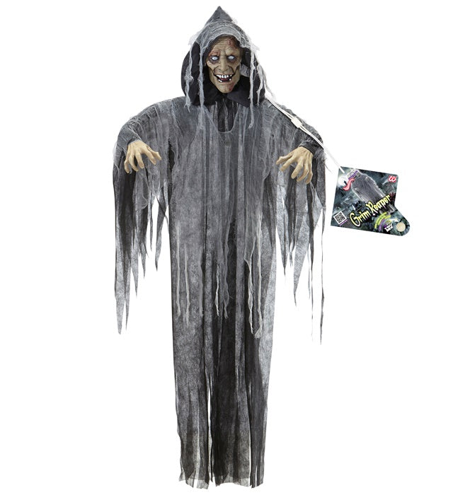 Sprechender Zombie mit leuchtenden Augen und beweglichem Kinn, Halloween-Dekoration 160 cm