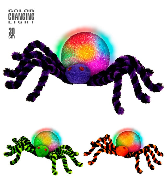 Farbwechselnde Spinne 30 cm in verschiedenen Farben für Fasnacht und Halloween