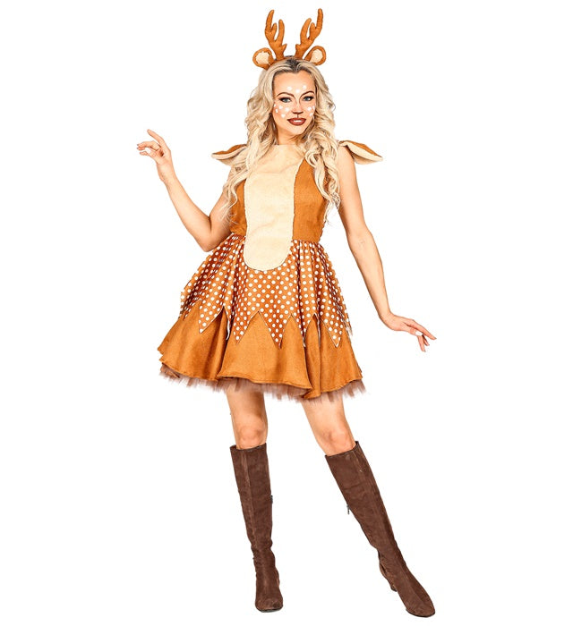 Reh-Kostüm mit Kleid, Unterrock und Haarreif mit Reh-Ohren