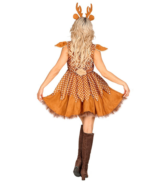 Reh-Kostüm mit Kleid, Unterrock und Haarreif mit Reh-Ohren