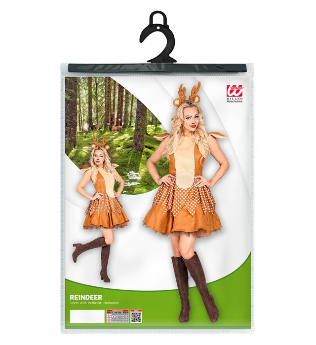 Reh-Kostüm mit Kleid, Unterrock und Haarreif mit Reh-Ohren