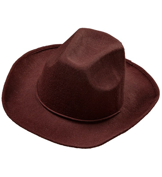 Brauner Cowboyhut aus gebürstetem Filz für Fasnacht und Karneval