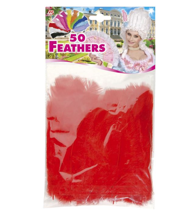 Rote Federn ca. 10 cm im 50er-Set für Fasnacht und Dekoration