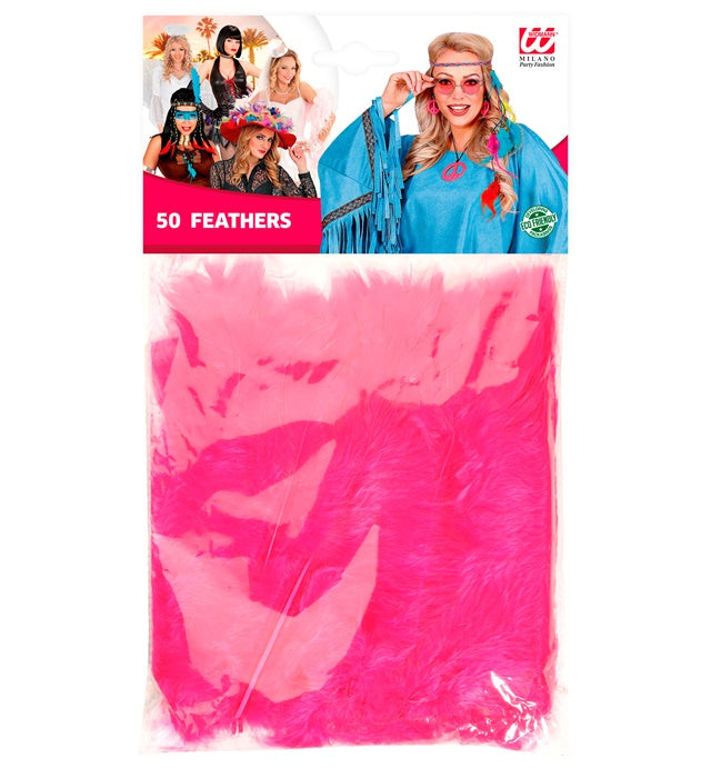 50 pinke Federn ca. 10 cm für Fasnacht und Karneval
