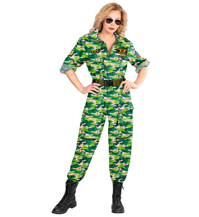 Kampfjetpilotin Kostüm Overall mit Gürtel für Fasnacht